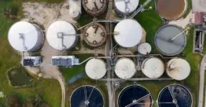 watewater pretreatment facility exterior aerial shot