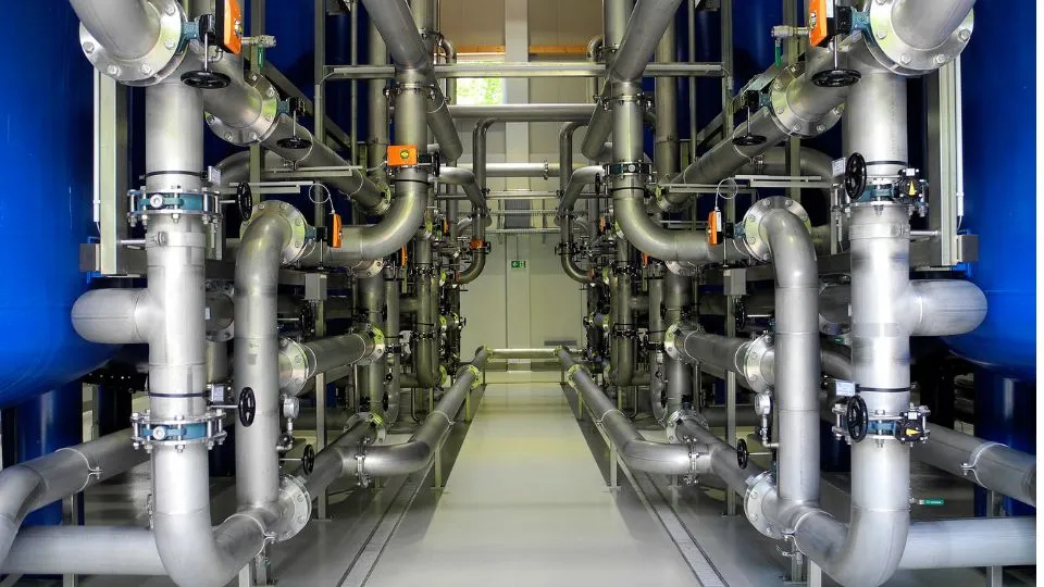 Preventive maintenance CMMS for water and wastewater: piping and valves in a treatment plant.